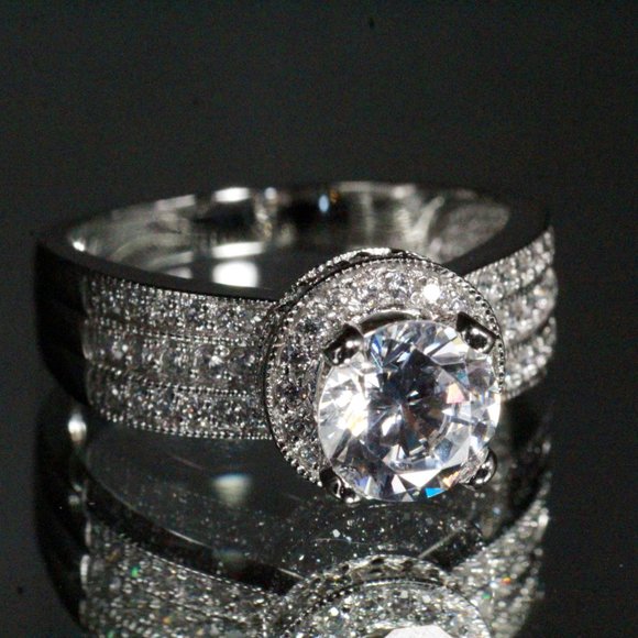 QVC New Sterling Silver CZ Crystal Marked SW Ring - Picture 3 of 8